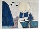 Gouache af Niels Bruun - Komposition.