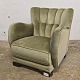 Overpolstret lænestol grøn velour77 cm