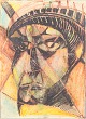 L'Art præsenterer: Europæisk kunstner, kubistisk komposition, mixed media på papir, ca. 1950’erne.