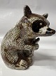 Raccoon with fish Søholm. Bornholm pottery.H. 17 x W. 13 cm.
