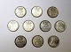 Danmark. Christian X. 10 styk sølv 10 øre. Sælges samlet