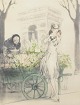L'Art præsenterer: Louis Icart, radering, listet fransk kunstner."Marchande de Fleurs" eller "Fleurs de Paris"