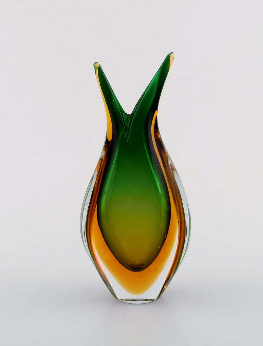 ihærdige sjælden software L Art - Murano vase in green and orange mouth blown art glass. Itali