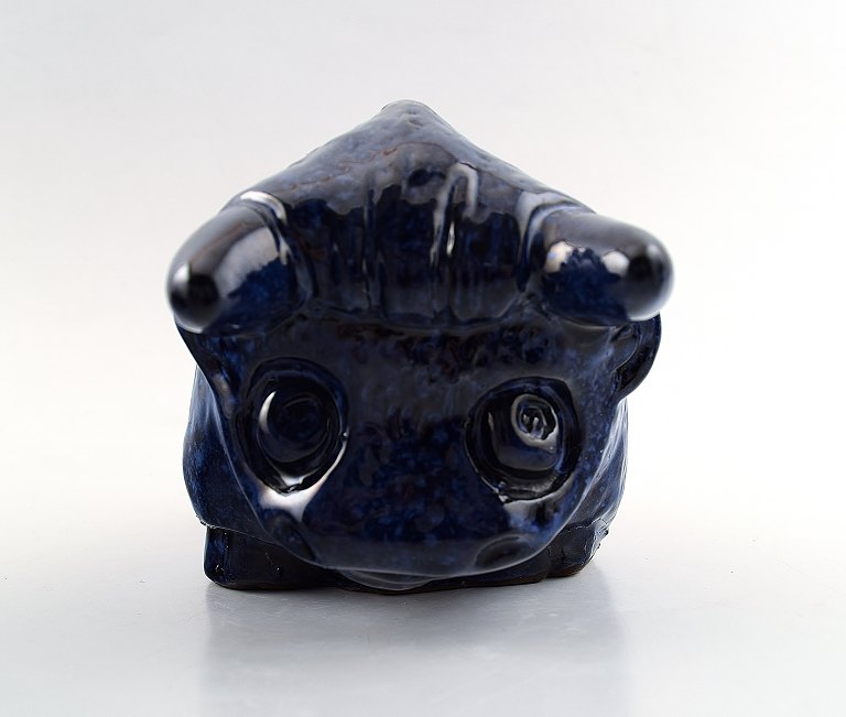 Upsala-Ekeby, Sweden, ceramics figure, bull, blue glazed.
