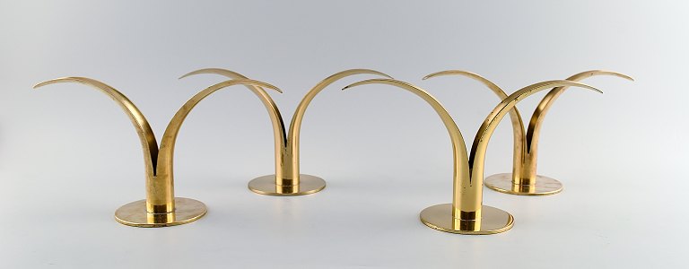 Two pairs of candlesticks in brass, "Liljan" Ivar Alenius Bjork, Ystad metal.