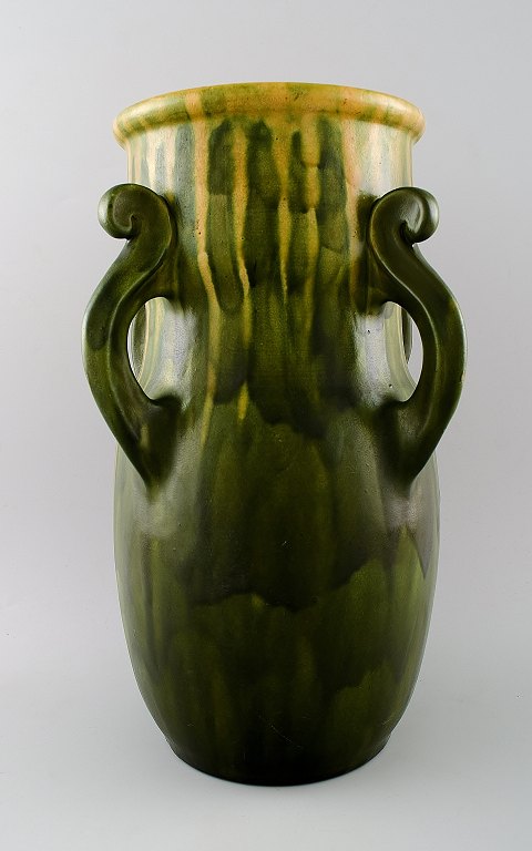 Kähler, Denmark, glazed stoneware vase with handles, 1920s.
