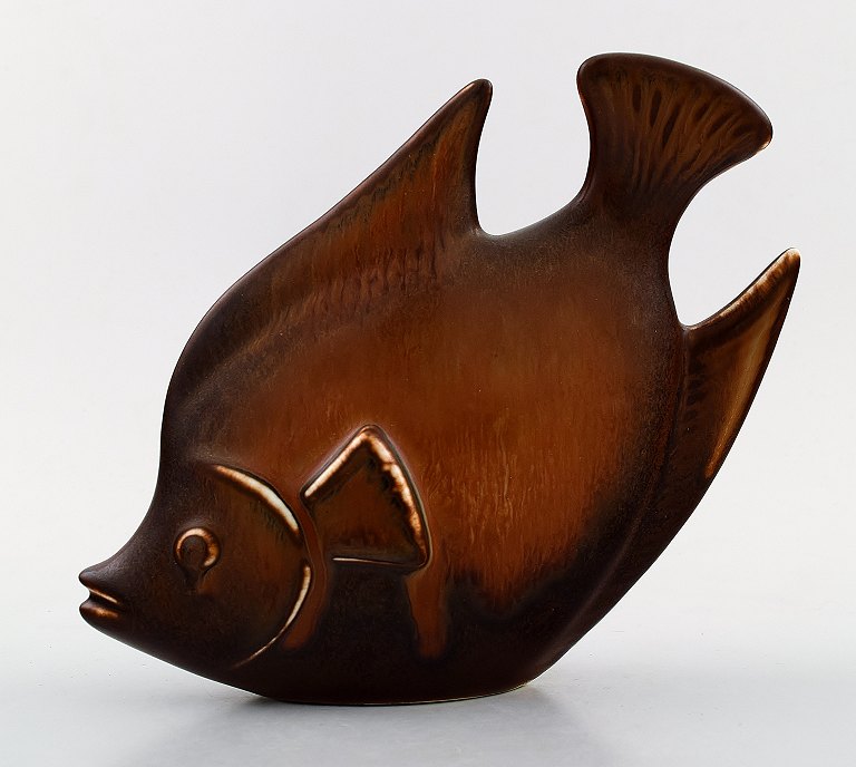 Rörstrand stoneware figure by Gunnar Nylund, fish.
