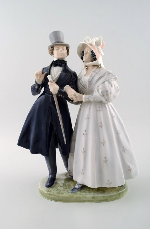 Large Royal Copenhagen figurine, "Evening walk in Tivoli gardens".