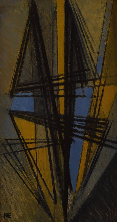 Helge Ernst: b. Copenhagen 1916, d. Grevinge 1991.
Composition.
Oil on board.