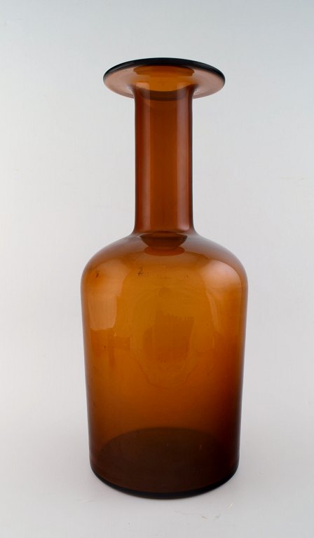 Holmegaard large vase/bottle, Otto Brauer. Bottle in brown.