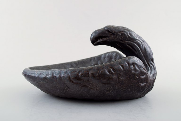 Johannes Olofsson for Höganäs Art Nouveau eagle pottery bowl.
