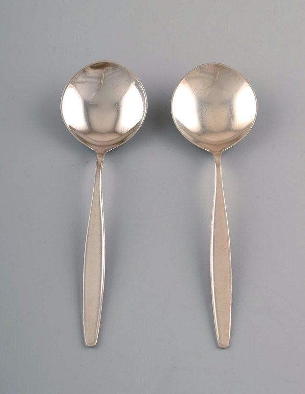 Georg Jensen Sterling Silver Cypress, 2 bouillon spoons.