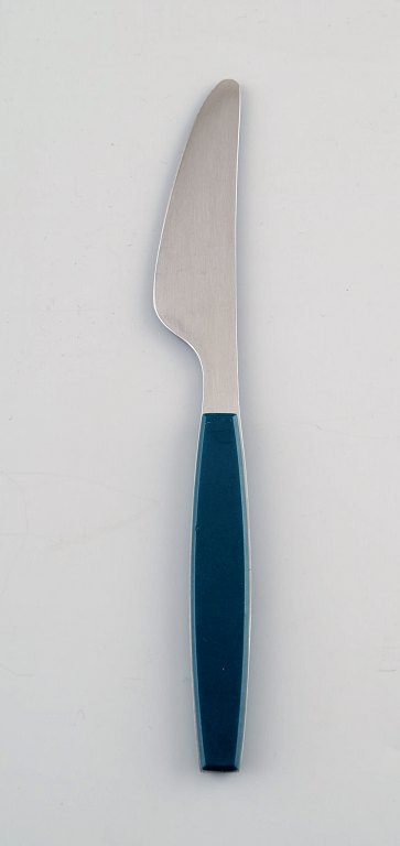 6 pieces. Lunch knife. Henning Koppel. In stainless steel and green plastic 
cutlery.
