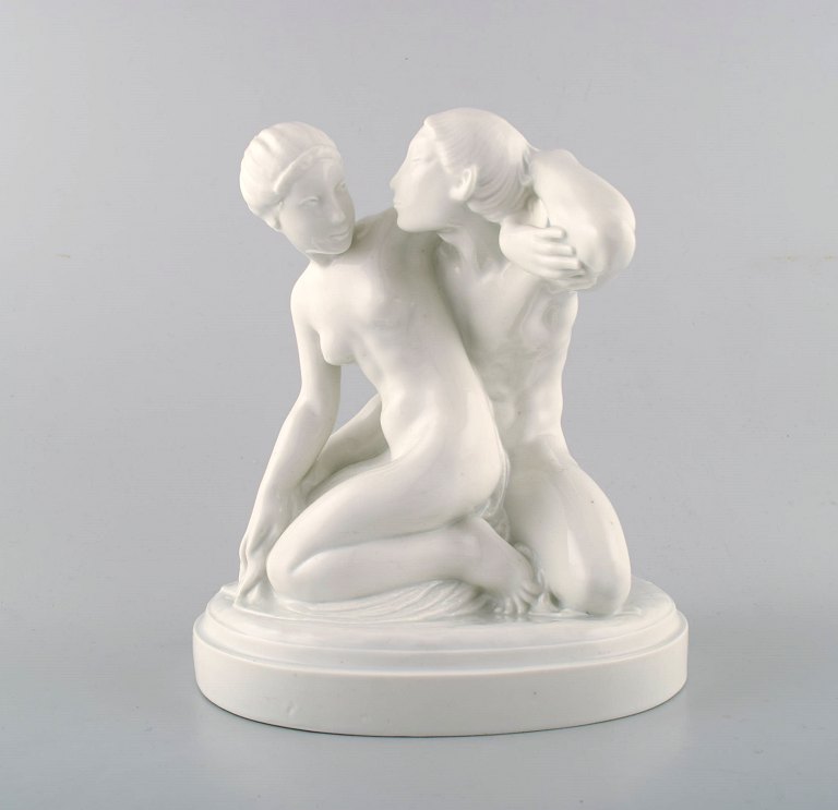 Gerhard Henning 1880-1967, for Royal Copenhagen. Amor and Psyche, figure in 
china, blanc de chine.