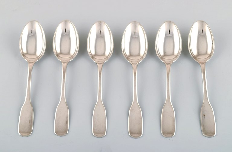 Hans Hansen cutlery Susanne. Set of six dessert spoons in sterling silver.
