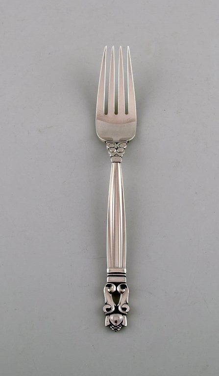 Georg Jensen "Acorn" lunch fork in sterling silver.
