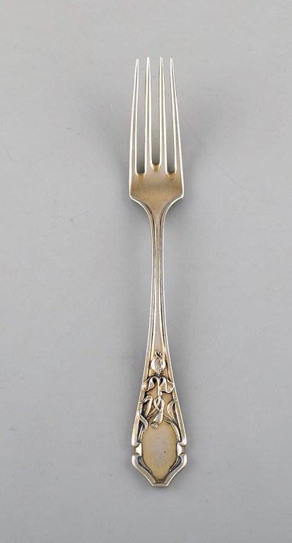 S. Baack, European silversmith. Art nouveau silver lunch fork. Ca. 1910.
