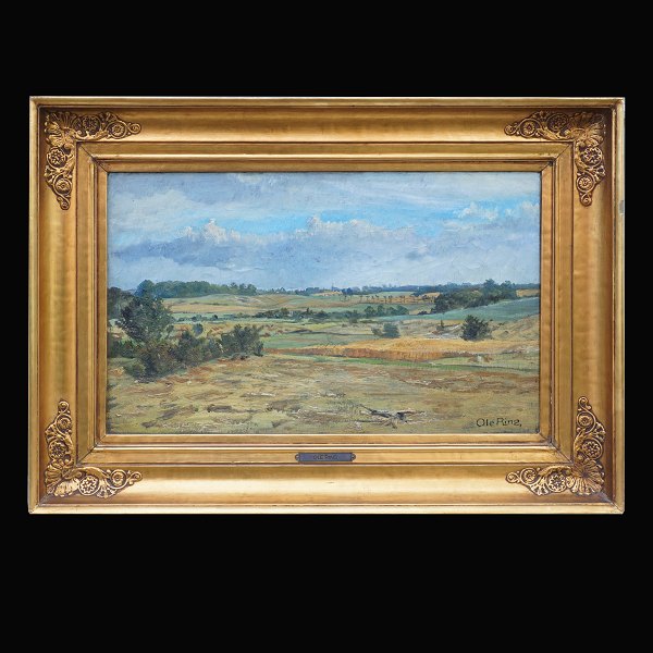 Ole Ring, 1902-72, Öl auf Leinen. Signiert. Landschaft bei Roskilde. Lichtmasse: 
27x42cm. Mit Rahmen: 41x59cm