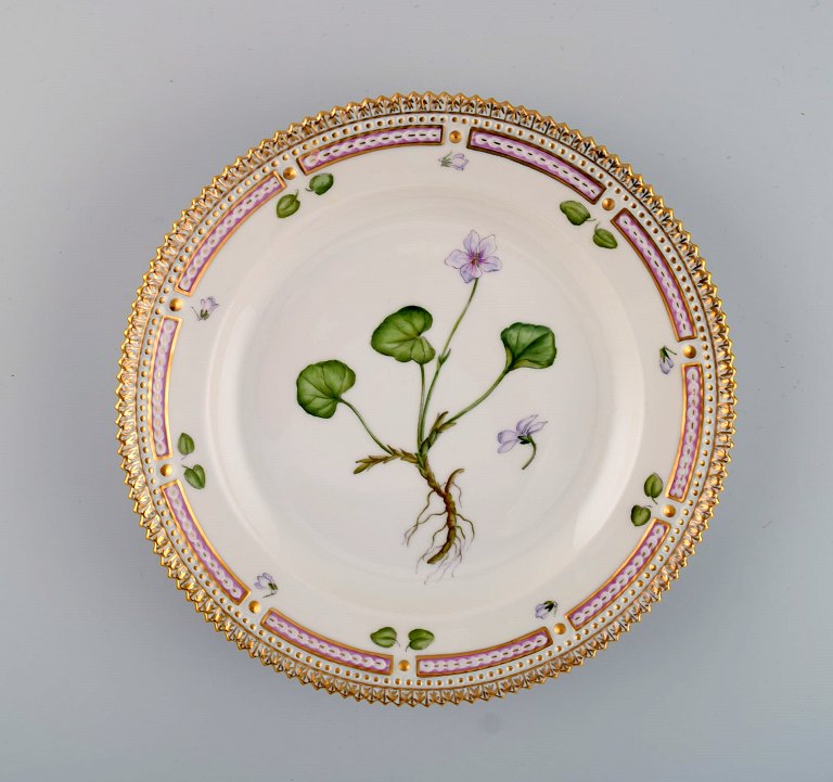 Royal Copenhagen Flora Danica salad plate in hand-painted porcelain with flowers 
and gold decoration. Model number 20/3573.
