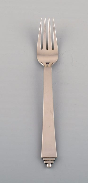 Georg Jensen Pyramid dinner fork in sterling silver.
