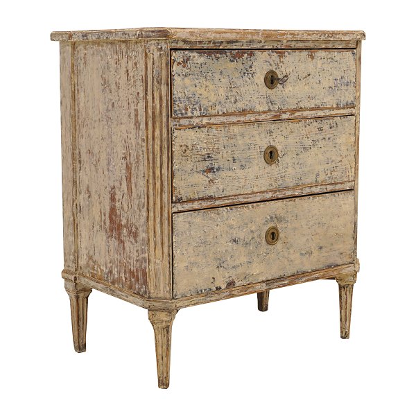 Original decorated late 18th century Gustavian commode. Sweden circa 1780. H: 
84cm. W: 74cm. D: 44cm