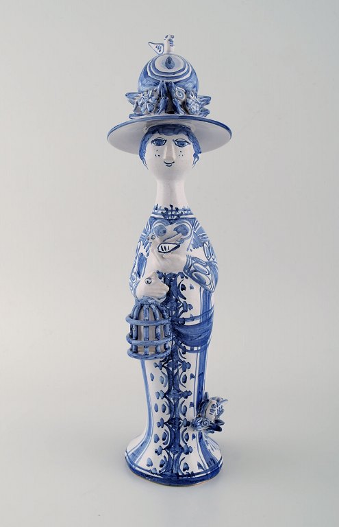 Bjørn Wiinblad unique ceramic figure. "Spring" in blue "Seasons". Signed and 
dated. 2001.
