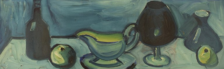 Eyvind Olesen (1907-1995), Denmark. Oil on canvas. Modernist still life. Dated 
1967.
