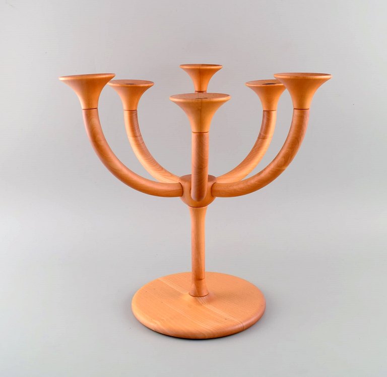 Nanna Ditzel (1923-2005) for Brdr. Krüger. Six-armed candlestick in light birch. 
Danish design, 1960s / 70s.
