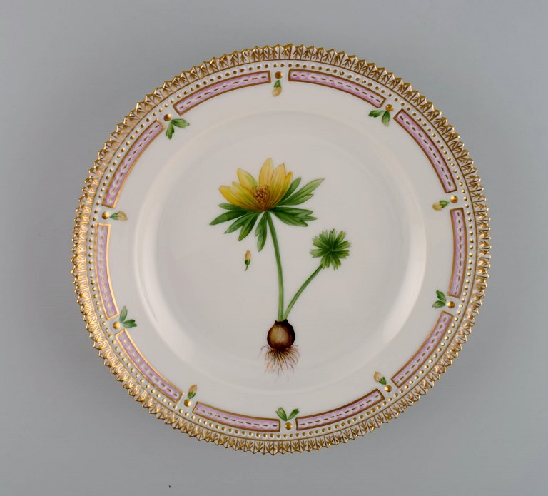 Royal Copenhagen Flora Danica salad plate in hand-painted porcelain with flowers 
and gold decoration. Model number 20/3573.
