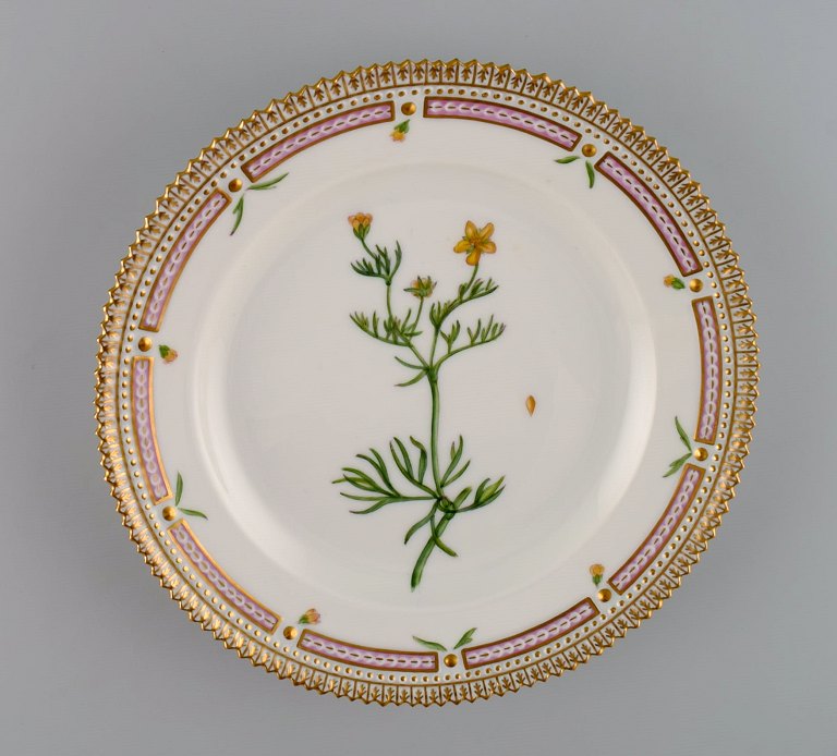 Royal Copenhagen Flora Danica salad plate in hand-painted porcelain with flowers 
and gold decoration. Model number 20/3573.
