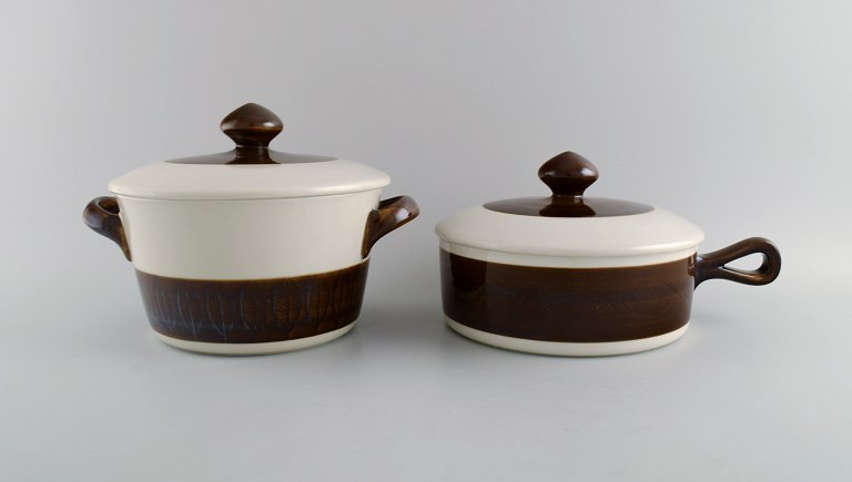 Hertha Bengtson (1917-1993) for Rörstrand. Koka pot and saucepan in glazed 
stoneware. 1960s.
