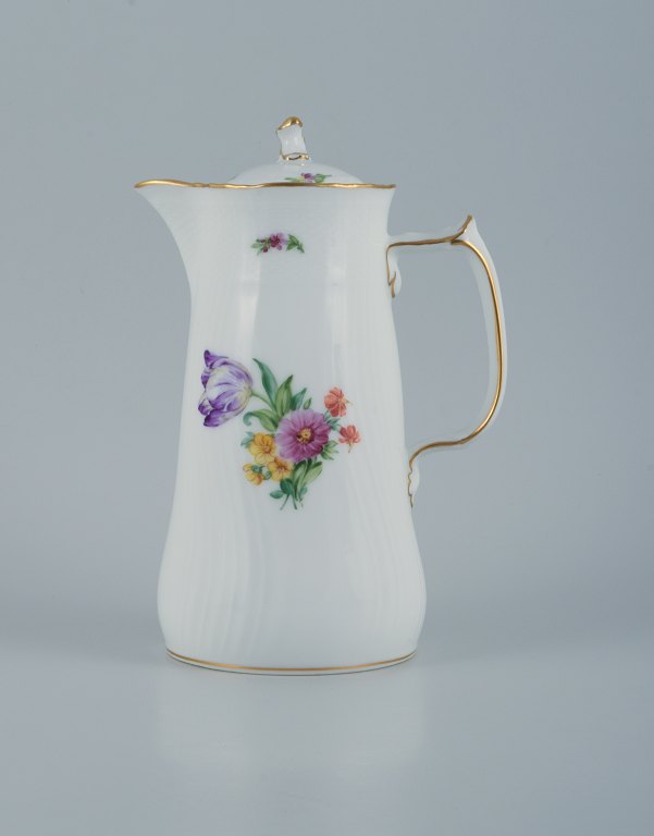 Royal Copenhagen Light Saxon Flower. Chocolate pitcher in hand-painted 
porcelain.