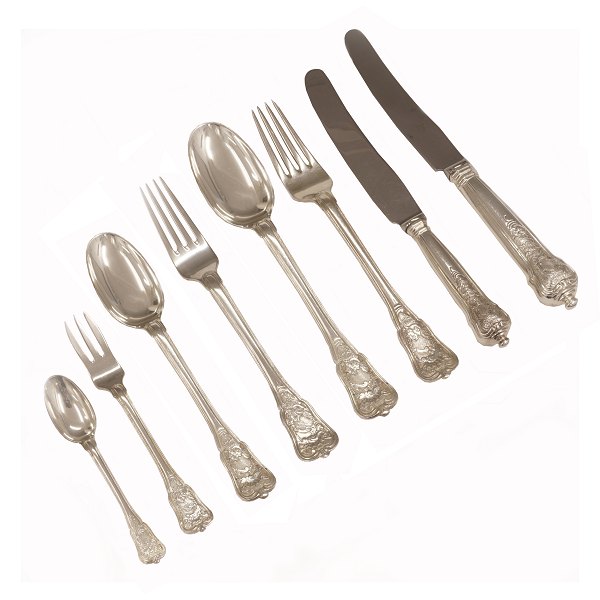 Rosenborg silver cutlery for 12 persons by A. Michelsen, Copenhagen. 96 pieces