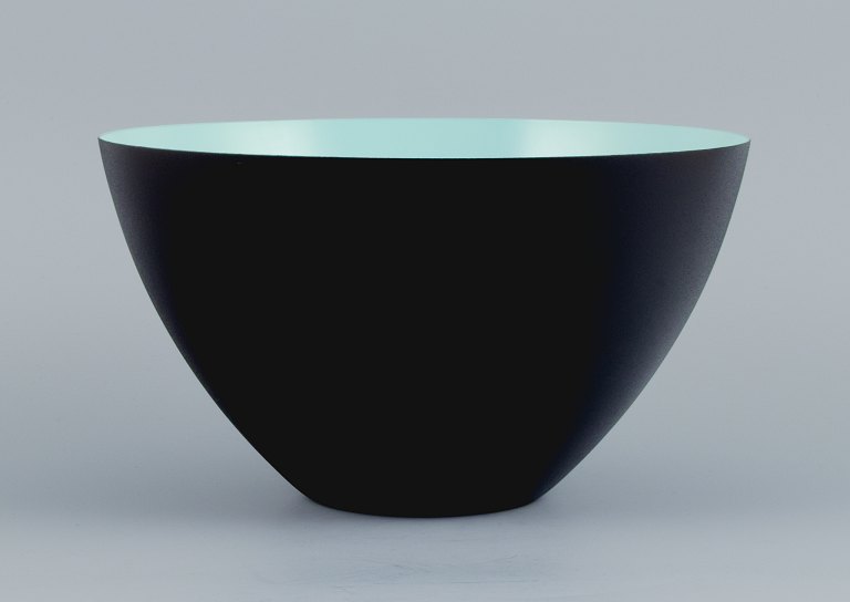 Mint green "krenit" bowl in metal.Design by Hermann Krenchel.
