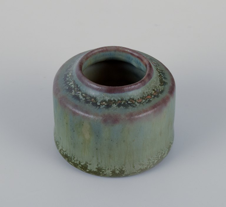 Carl Harry Stålhane for Rörstrand, miniature vase with green-blue glaze.