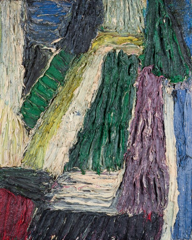 Ubekendt skandinavisk kunstner, olie på lærred, abstrakt komposition.