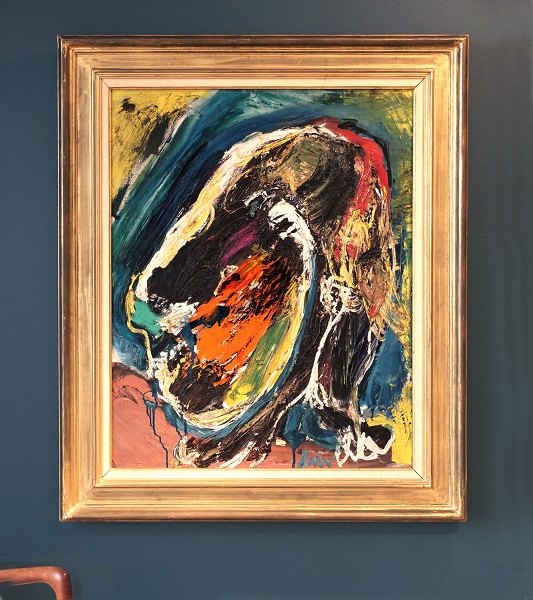 Asger Jorn, 1914-73, oil on canvas. "Dompteur de Dames". Signed, titled and 
dated 1961. Visible size: 91x73cm