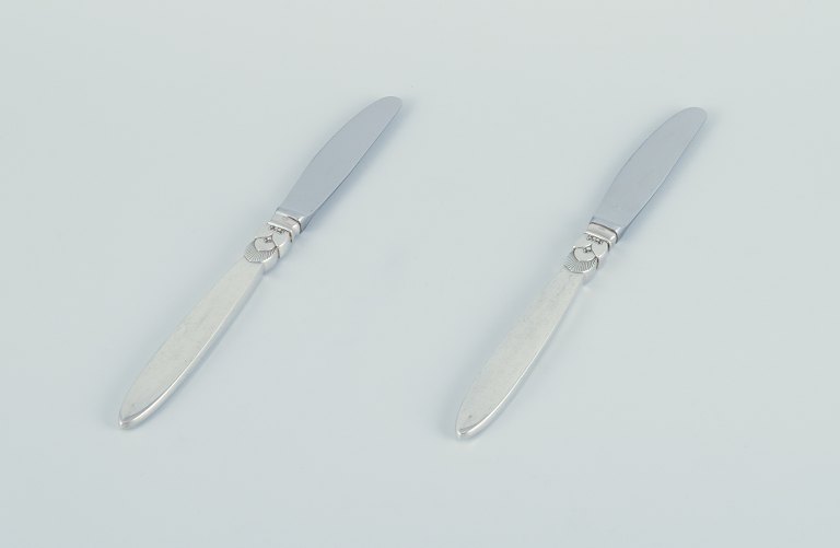 Georg Jensen Cactus. Two long-handled lunch knives in sterling silver.