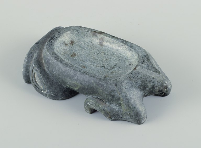 Grønlandica, soapstone sculpture. Bowl shaped like a mythical creature.
