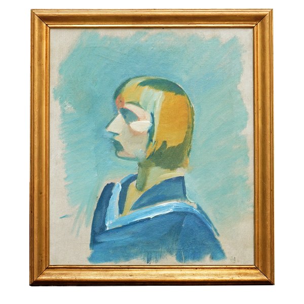 Harald Gierisng, 1881-1927, Öl auf Leinen. Porträt der Frau des Künstlers. 
Signiert. Lichtmasse: 60x50cm. Mit Rahmen: 70x60cm