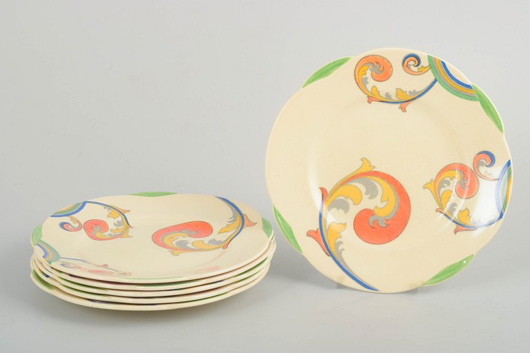 Clarice Cliff for Royal Doulton, sæt på 6 kagetallerkener.