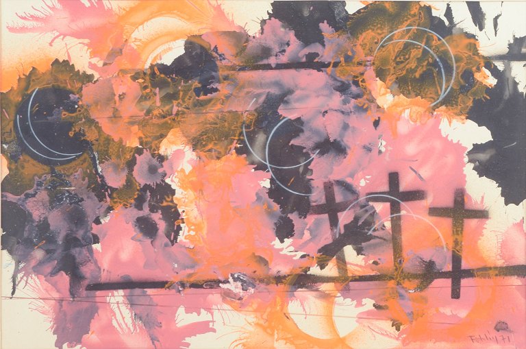 Gunnar Fohlin, watercolour on paper, listed Swedish artist.