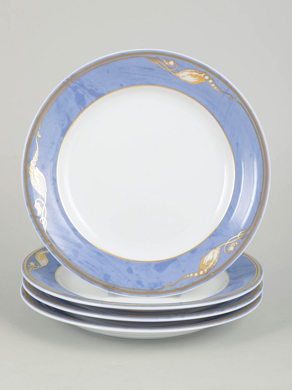 Royal Copenhagen Blue Magnolia, set of four plates.