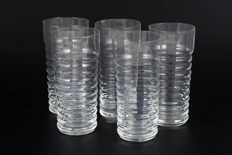 Nanny Still for Riihimäen Lasi, set of five drinking glasses.