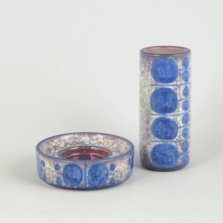 Marianne Starck for Michael Andersen, Bornholm, candlestick and vase.