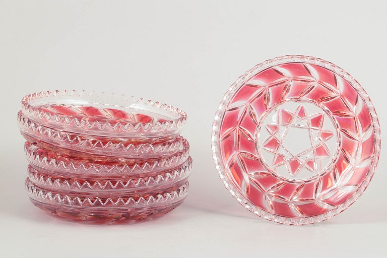 Bøhmisk krystalglas, sæt af seks tallerkener.