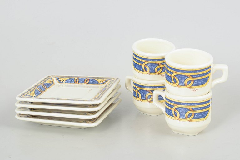 Tiffany Boutique, set of four espresso cups with saucers.