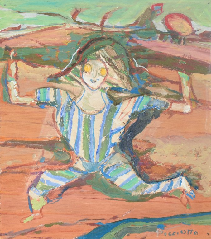 Simone Picciotto, mixed media on board, listed Italian artist.