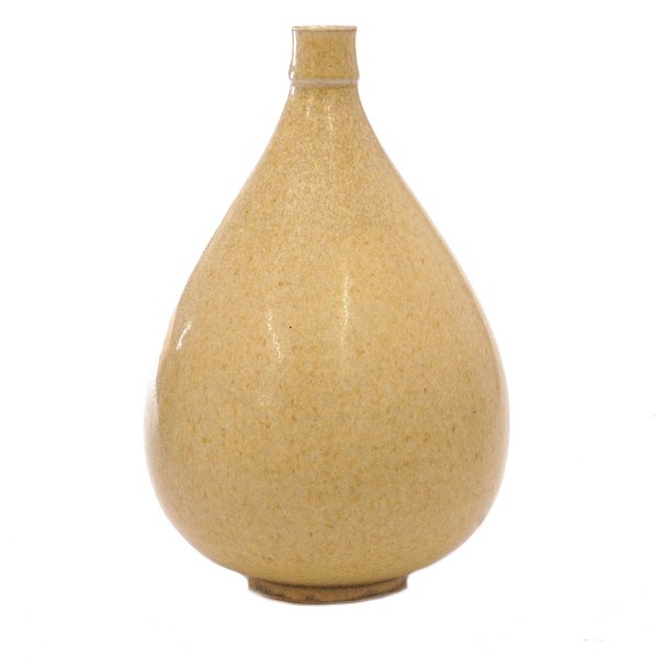 Saxbo vase i lys harepels glasur model 97. Signeret Saxbo. H: 20cm