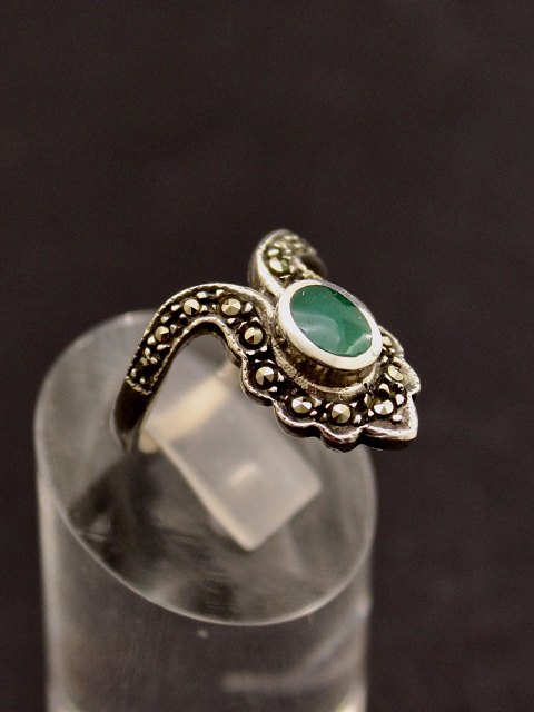 Sterling silver ring with green stone